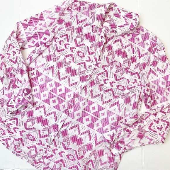 Hinge button front pink and white top S - Picture 1 of 6